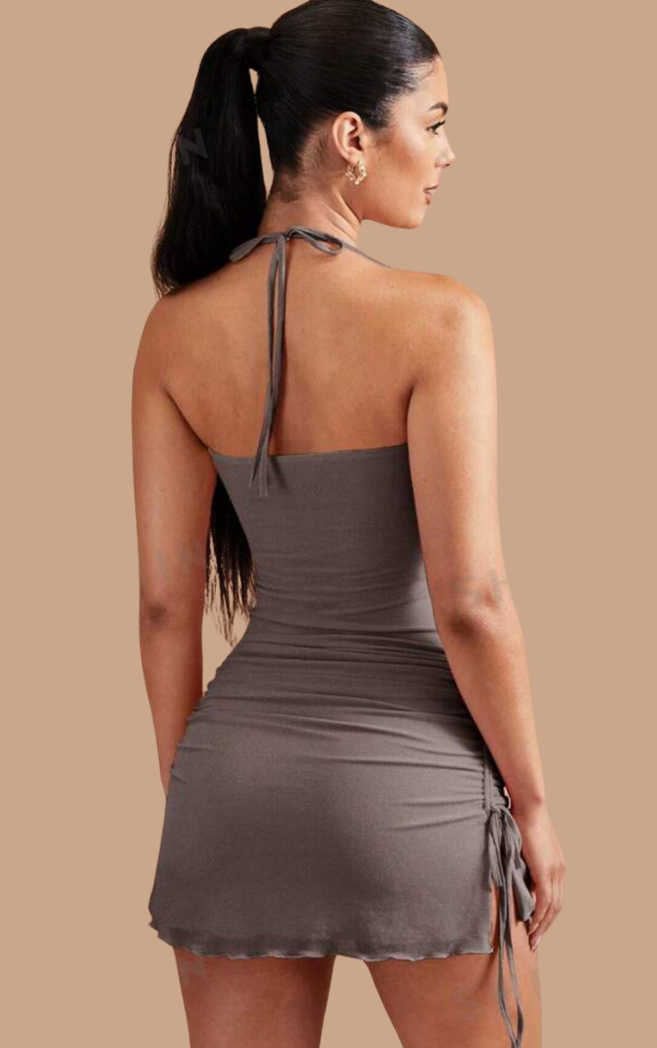 Italy Halter Dress in Grey