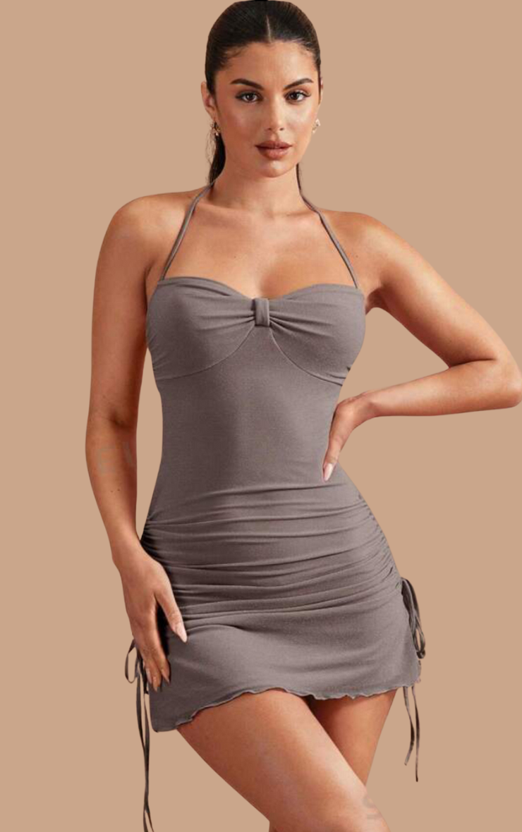Italy Halter Dress in Grey