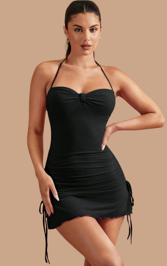 Black Halter Mini Dress